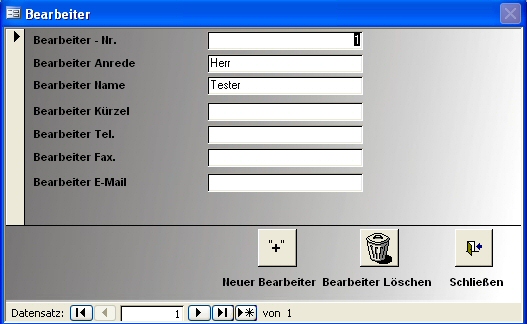 Bearbeiterstammdaten eingeben