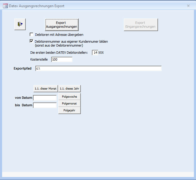 Rechnungsprofi - Debitoren und Ausgangsrechnungen exportieren f�r Datev-Import in Kanzlei-Rechnungswesen (Zusatzoption)